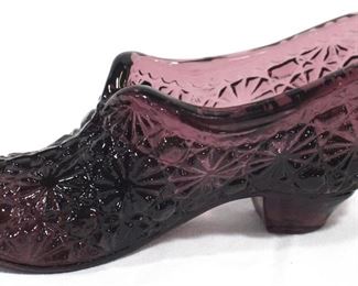 3038 - Purple Glass Shoe 5" long
