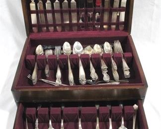 3050 - Lot of Silver-Plated Flatware in Wood Box

