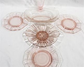 3085 - 6 pc. Lot of Assorted Pink Glass Items
