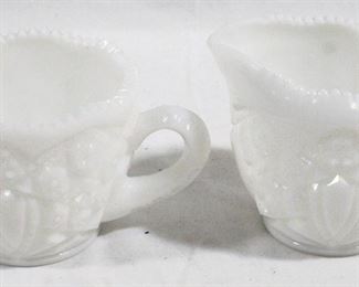 3100 - 2 pc. Milk Glass Creamer and Sugar Set
