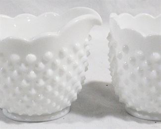 3103 - 2 pc. Fenton Milk Glass Creamer and Sugar Set 4" tall
