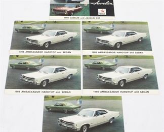 3167 - 6 pc. 1968 AMC Ambassador and Jamelin Postcards 5.5" x 3.5"
