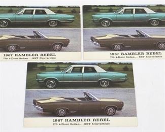 3168 - 3 pc. 1967 AMC Rambler Postcards 5.5" x 3.5"
