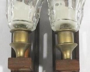 3183 - Pair of Candle Holder Loom Shuttles 17.5" tall
