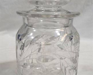 3504 - Cut Glass Jar - AS IS - chip on rim 9" tall
