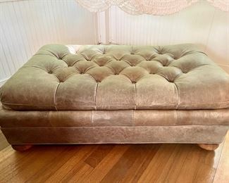 Leather Grey Ottoman