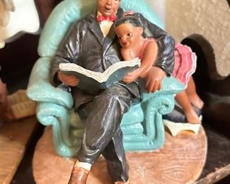 Grampa reading to granddaughter figurine 
