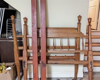 antique full-sized headboard and footboard with rails