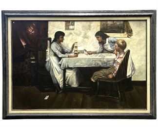 Mid-Century Family Oil on Canvas
