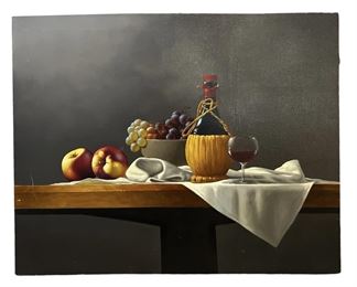 Signed Fruit Still Life Oil on Canvas
