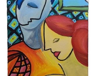 Abstract Romantic Mixed Media on Canvas
