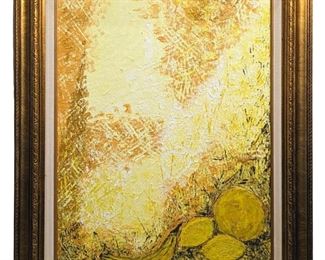 Jan Axton 1965 Still Life in Yellow Oil on Canvas
