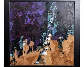 Original Signed Abstract Oil on Canvas Art
