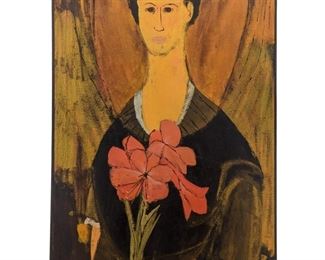 Acrylic Woman with Amaryllis by Harold Copeland
