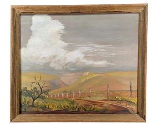 Signed M. Hall Landscape Oil on Canvas
