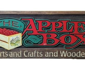 Large Rustic Wooden Apple Box Advertisement
