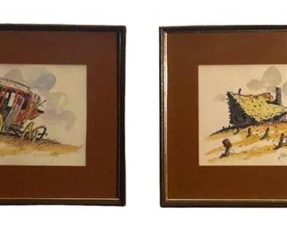 2pc. Signed W.T.Zivic Watercolor Paintings
