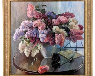 V. Chuikov Pastel Still Life Rose Vase Giclee
