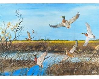 Signed Alvin Hedler Duck Oil Painting on Board
