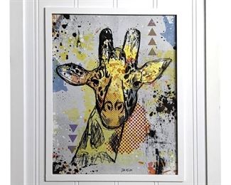 Signed Jackson Artistic Giraffe Lithograph
