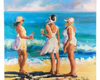 Signed Jane Slivka "Under The Oaks" Oil Painting
