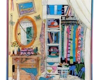 Signed Messy Bedroom Acrylic on Canvas
