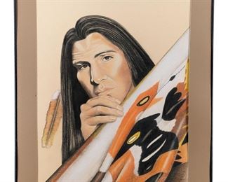 Signed Le Noir Original Indigenous Pastel on Paper
