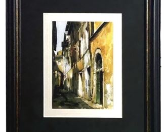 Signed “Vie Sei Coppellei" Watercolor Painting
