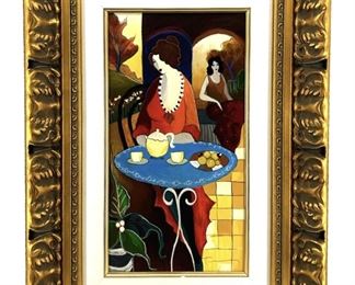 Signed Itzchak Tarkay “Charlena at Tea" Giclee
