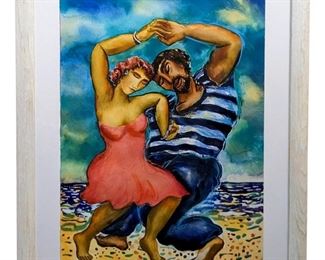 Signed Valui Framed Watercolor on Paper
