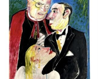 Signed Czbeche “Dias de Gloria" Mixed Media Art
