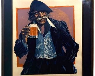 Signed Aldo Luongo “Hawk and Mug" Serigraph
