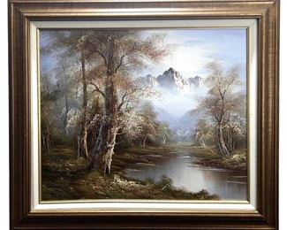 Signed Roger Brown Landscape Oil on Canvas
