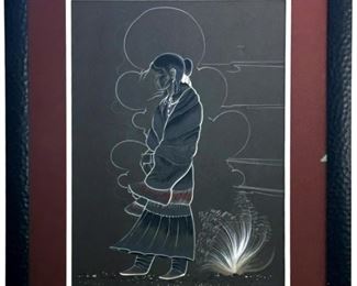 Signed Beatien Yazz Gouache Painting
