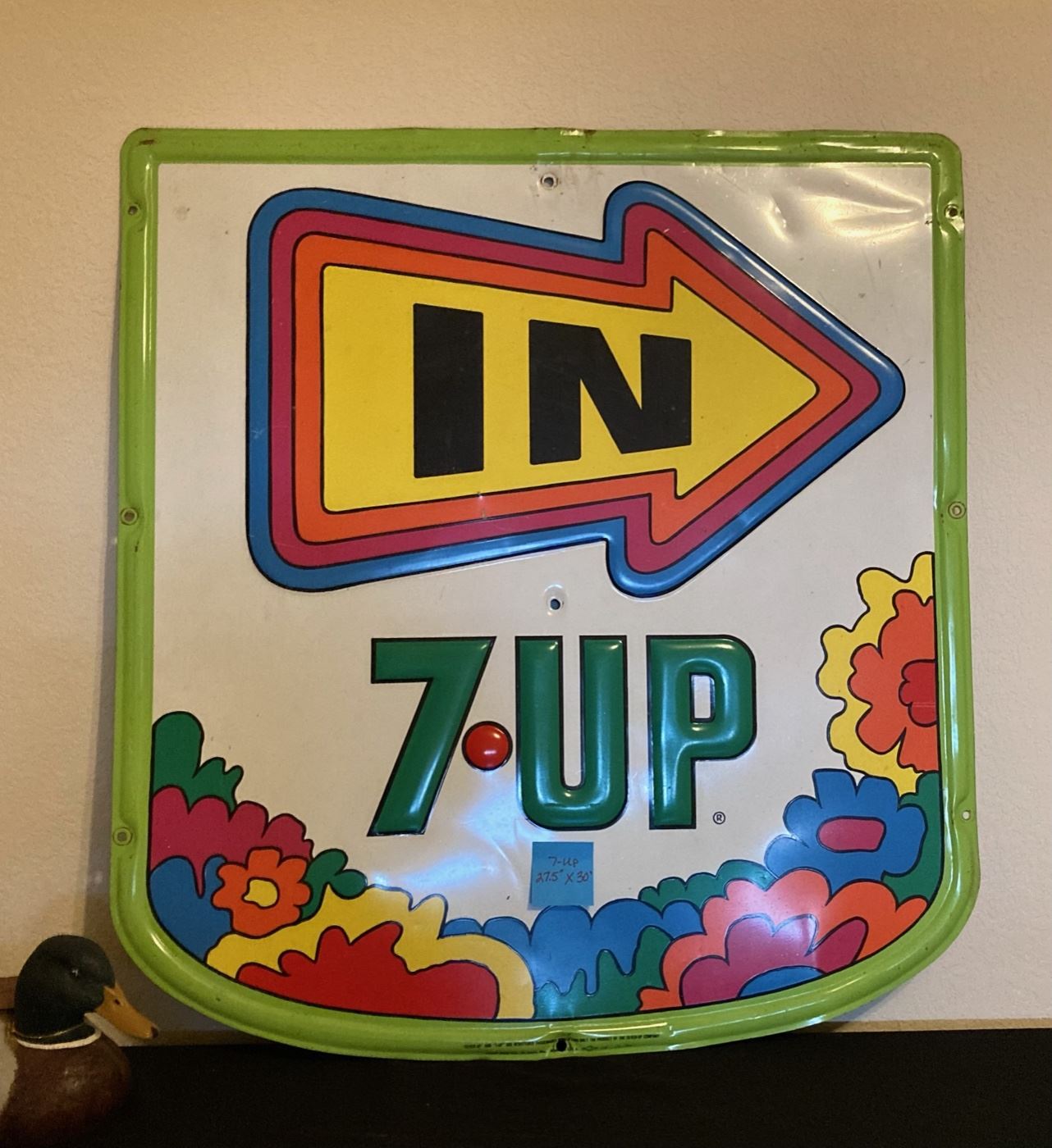 1970's Metal 7-Up - Peter Max Style "IN" Sign - RARE FIND!