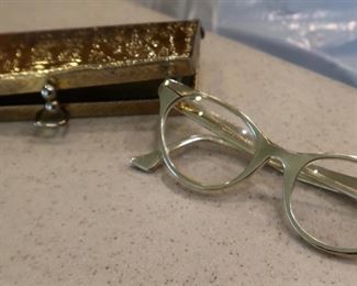 1950s era Tura Glasses and Case Gold and Glitzy!!! Super Vintage 