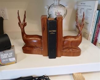 MCM Wood Carved Bookends 