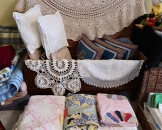 Vintage Quilts / Antique Cedar Chest / Pillows