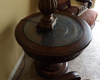 Bernhardt circular table, glass top