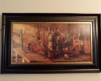 Wine art with frame, signed by Mark H