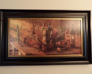 Wine art with frame, signed by Mark H