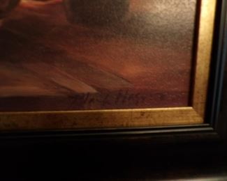 Wine art with frame, signed by Mark H