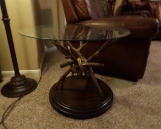 Antler glass top table