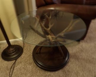 Antler glass top table