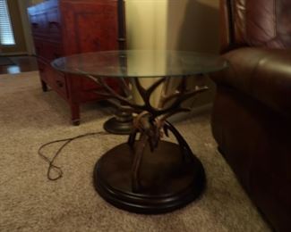 Antler glass top table