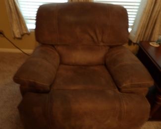 Leather/faux suede recliner