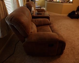 Leather/faux suede recliner