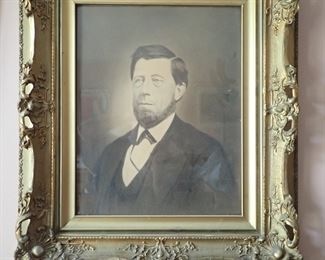 Antique Portrait of an Unknown Man in a Lovely Gold Gilded Ornate Frame