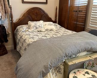 Antique full size cane back bed 