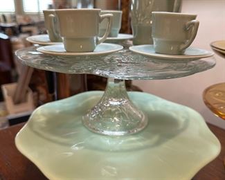 Jadeite cake plates